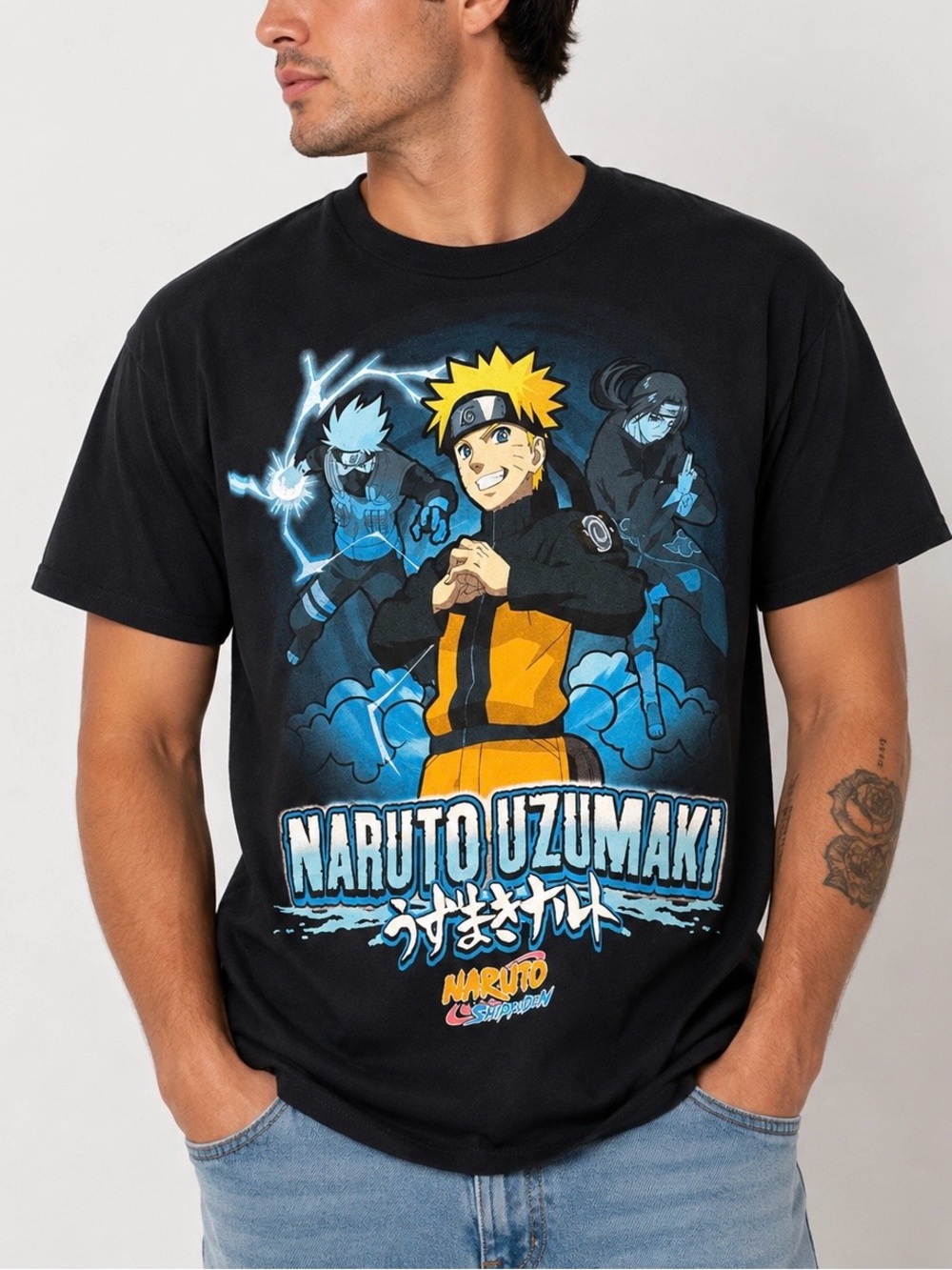 Naruto Shippuden Graphic T-Shirt Black Anime Kakashi Itachi Men’s Size L
